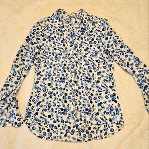 Express Women's Floral Long Sleeve Portofino Shirt Size Small